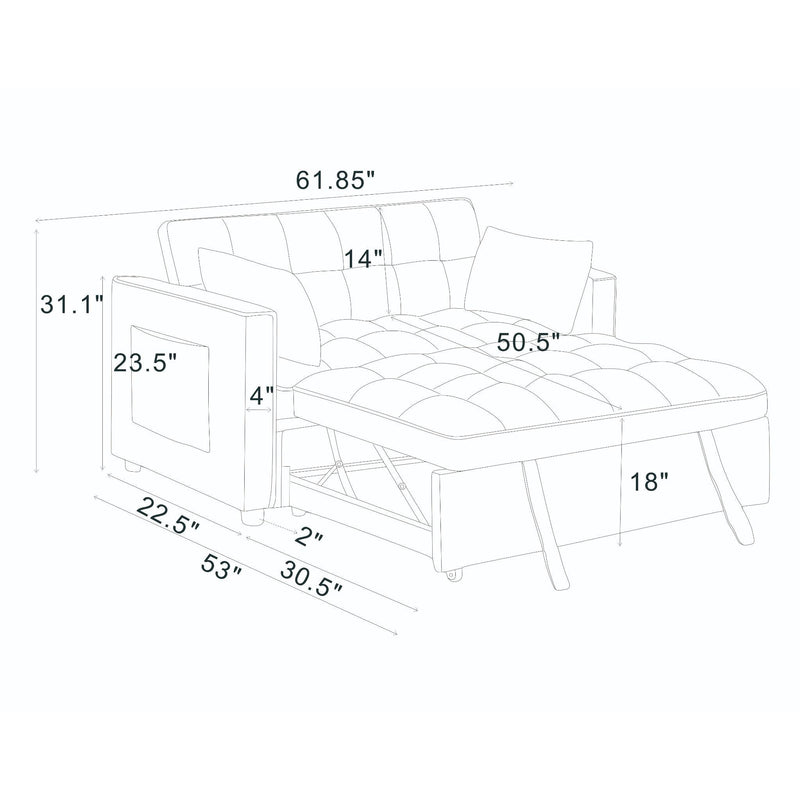 Sienna - Tufted Convertible Sleeper Sofa With Chaise - Gray - R&R Furniture Gallery (Fountain Valley, CA)