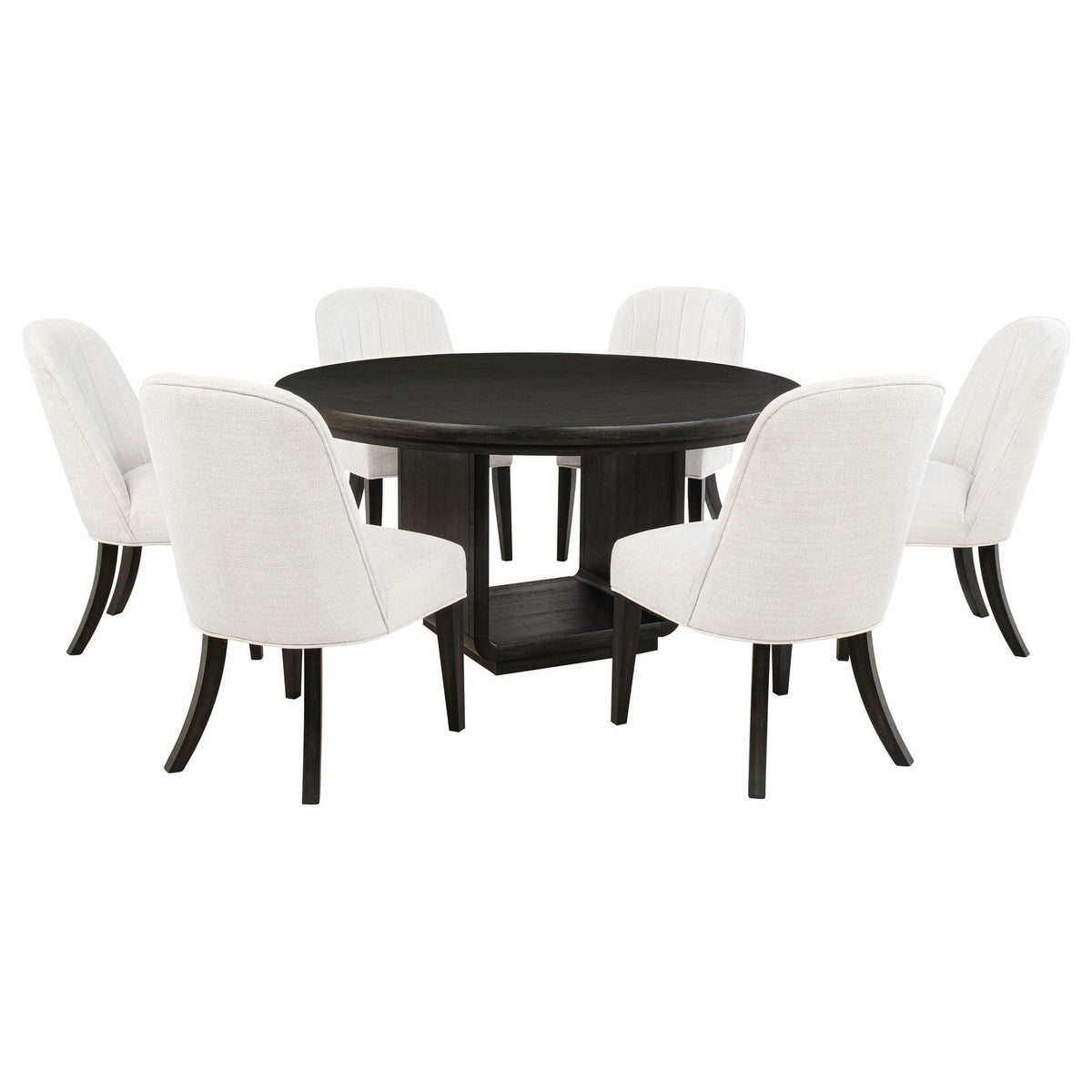 Leandro 7-piece Round Dining Table Set Burnished Black