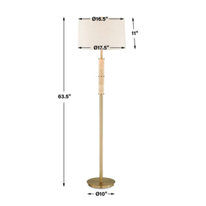 Verlaine - Travertine Floor Lamp - Brass,Gold