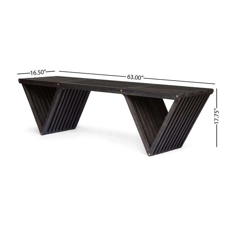 Gloaming - Outdoor Bench With Slat Design And Triangular Base - R&R Furniture Gallery (Fountain Valley, CA)