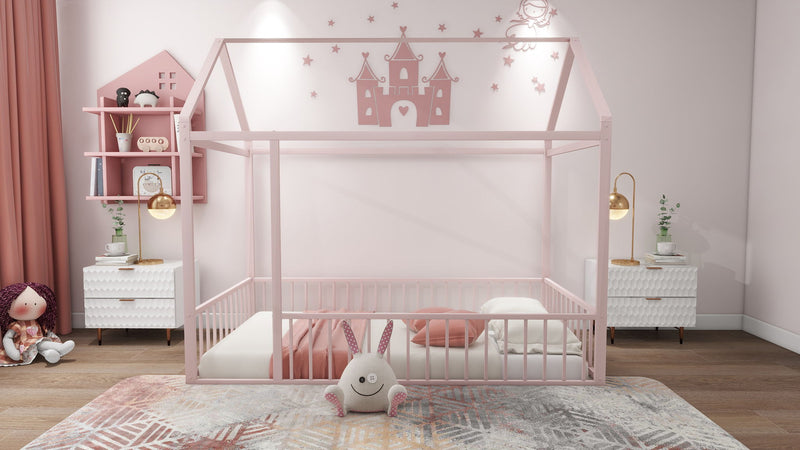 Metal Bed House Bed Frame With Fence - R&R Furniture Gallery (Fountain Valley, CA)