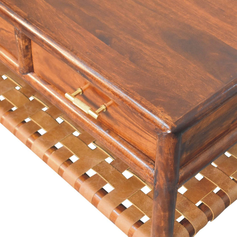 Regency - Woven Console Table With 2 Drawers - Brown - R&R Furniture Gallery (Fountain Valley, CA)