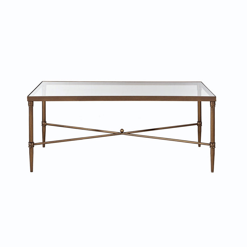 Metal Rectangle Coffee Table With Tempered Glass Top - Bronze - R&R Furniture Gallery (Fountain Valley, CA)