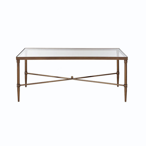 Metal Rectangle Coffee Table With Tempered Glass Top - Bronze - R&R Furniture Gallery (Fountain Valley, CA)