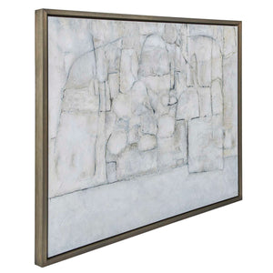 City Line - Framed Canvas - Gray / White / Woodtone