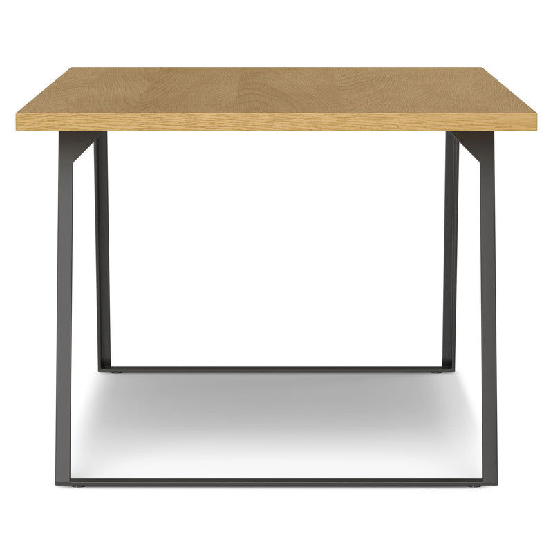 Handcrafted square dining table by Simpli-Home with a smooth wooden surface and sturdy legs, perfect for modern dining rooms.