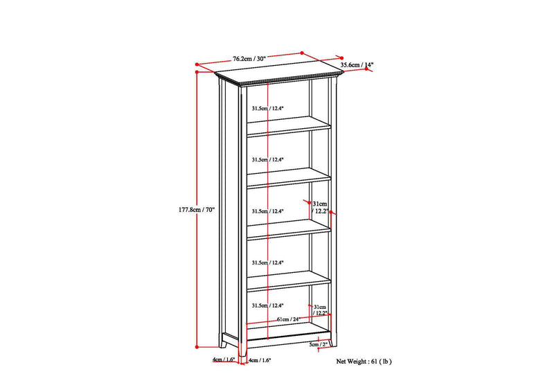 Amherst - 5 Shelf Bookcase, Handcrafted - R&R Furniture Gallery (Fountain Valley, CA)