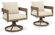Serene Bay - Swivel Chair With Cushion (Set of 2) - Dark Brown / White - R&R Furniture Gallery (Fountain Valley, CA)