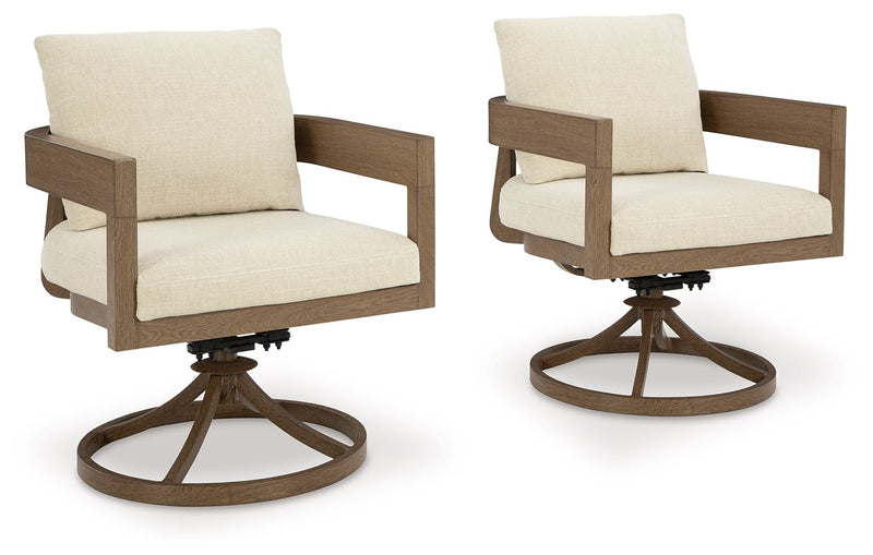 Serene Bay - Swivel Chair With Cushion (Set of 2) - Dark Brown / White - R&R Furniture Gallery (Fountain Valley, CA)