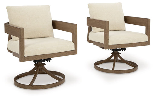 Serene Bay - Swivel Chair With Cushion (Set of 2) - Dark Brown / White - R&R Furniture Gallery (Fountain Valley, CA)