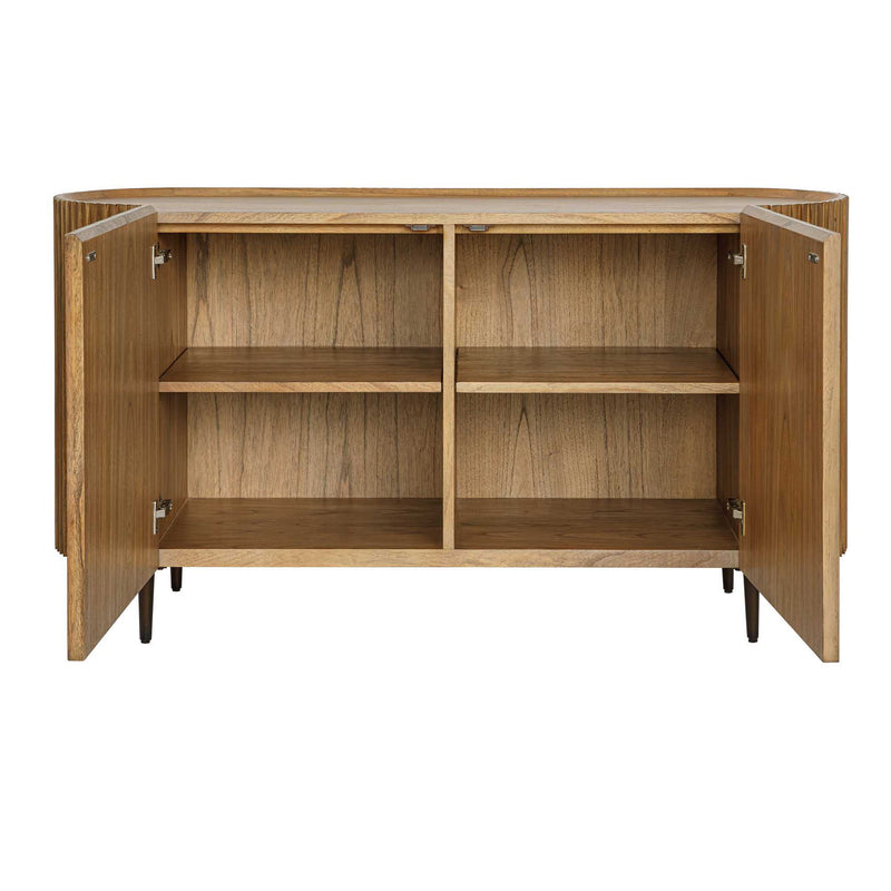 Reese - Pleated 2 Door Cabinet - Woodtone