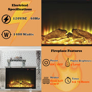 Nysa - 40" Fireplace - Mirrored & Faux Crystals - R&R Furniture Gallery (Fountain Valley, CA)