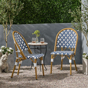 Noble House French Bistro Chair with durable rattan seat and aluminum frame, armless design for stylish outdoor or indoor use.