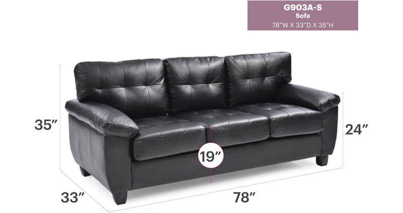 Comfortable stationary sofa by Glory Furniture with plush cushions and modern design, perfect for living room seating.