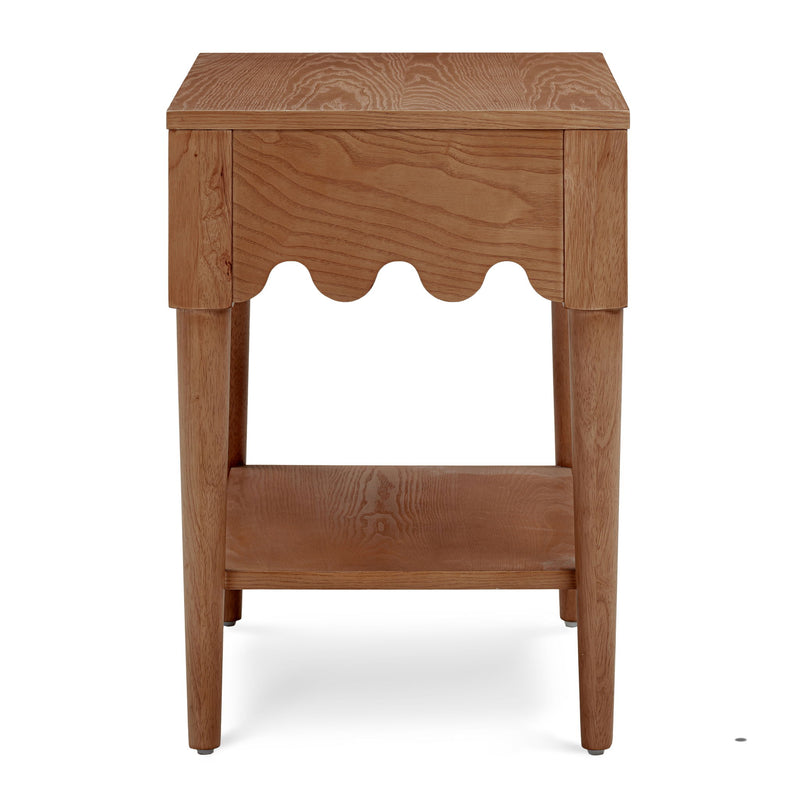 TOV Furniture Oodle accent nightstand with a sleek design and wooden finish, featuring a spacious drawer and modern style.