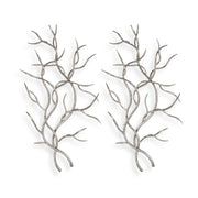 Set of two Pearl Silver silver branch wall decor by Uttermost, featuring elegant metallic leaf designs for modern interior decoration.