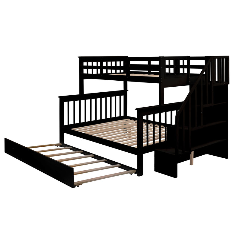 Bunk Bed With Twin Size Trundle, Storage And Guard Rail For Bedroom - R&R Furniture Gallery (Fountain Valley, CA)