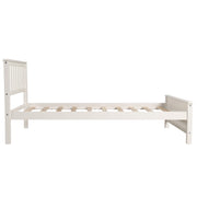 DreamHaus platform bed with headboard, footboard, and wood slat support, showcasing a sturdy frame and stylish design.