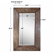 Large dark brown Langford wood wall mirror by Uttermost, showcasing a sleek, rectangular design with a polished wood frame.