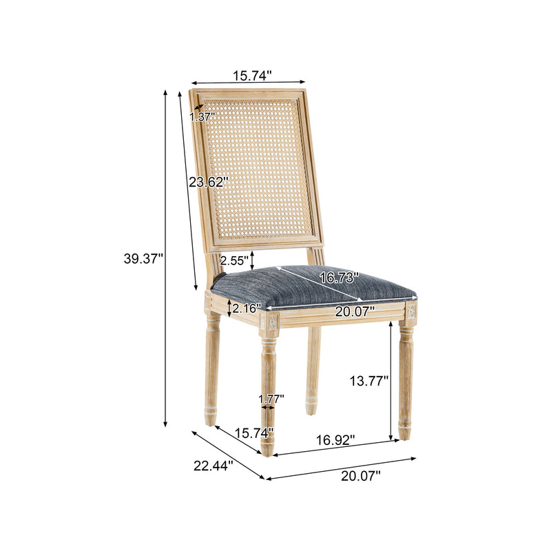 French Country Dining Chair With Rectangular Cane Backrest And Smooth Upholstered Seating - R&R Furniture Gallery (Fountain Valley, CA)