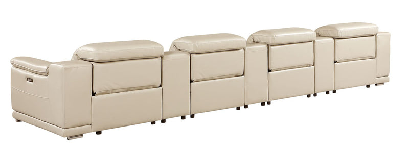 9762 - 7-Piece Italian Top Grain Leather Power Reclining Sofa With 4 Power Recliners - Beige