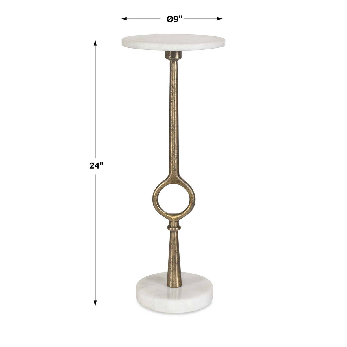 Accent Table - Brass Antique / White