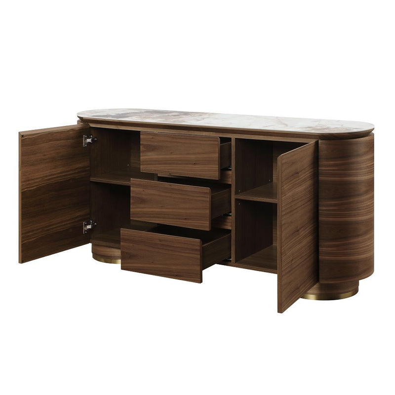 Willene - Server With Ceramic Top - Ceramic Top & Walnut - R&R Furniture Gallery (Fountain Valley, CA)