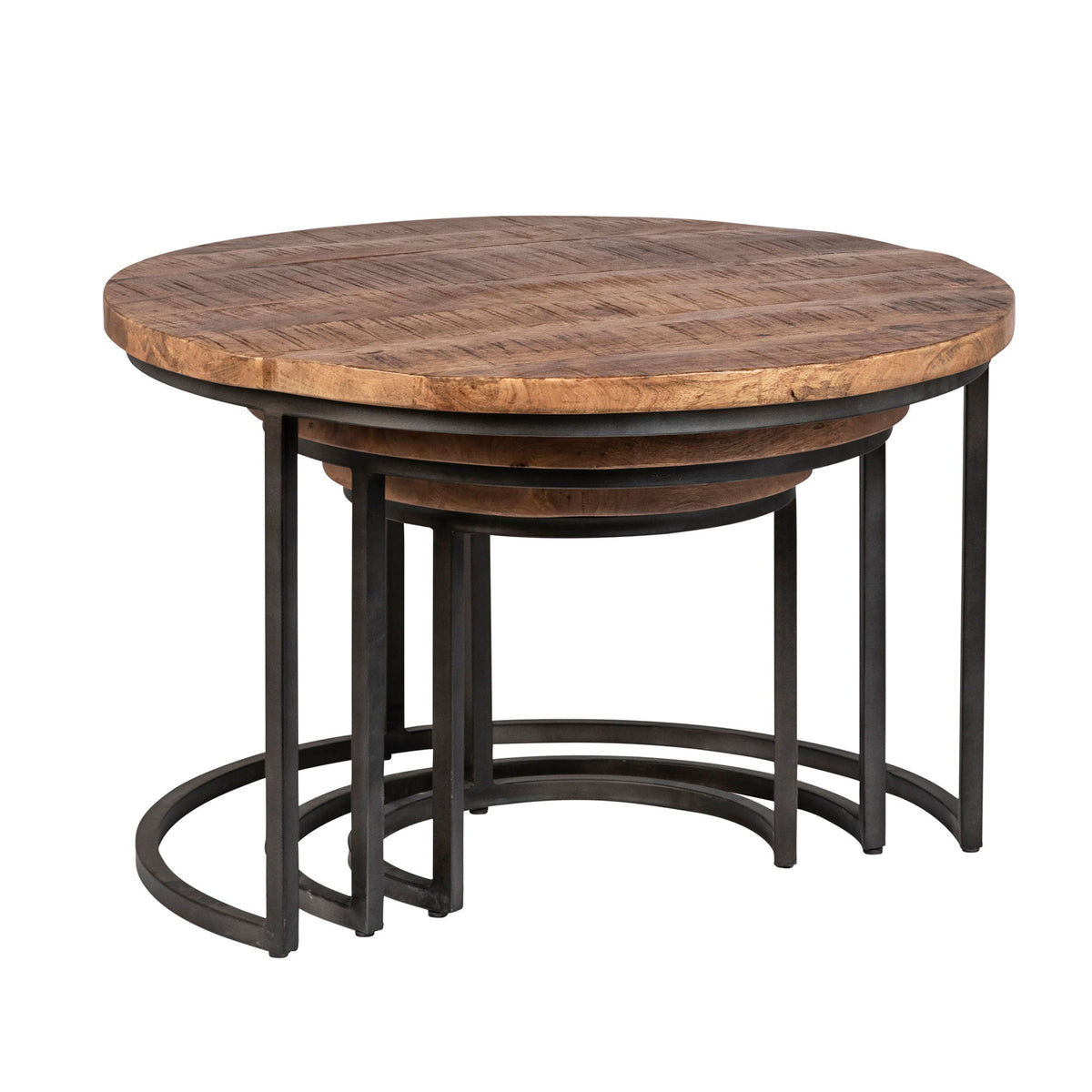 Shelby - Nesting Tables (Set of 3) - Medium Brown And Gunmetal