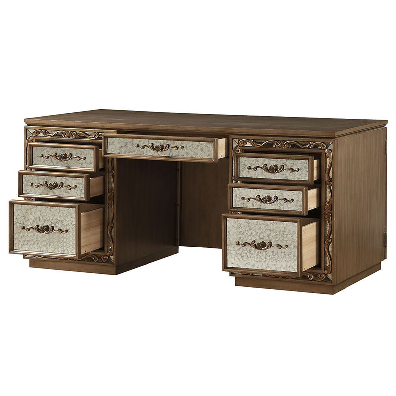 Orianne - Executive Writing Desk - Antique Gold - R&R Furniture Gallery (Fountain Valley, CA)