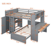 DreamHaus loft bed with twin standalone bed, shelves, desk, and wardrobe, showcasing a space-saving multi-functional bedroom setup.