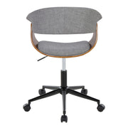 Lumi Source Vintage Mod mid-century modern office desk chair with wooden arms and fabric upholstery.