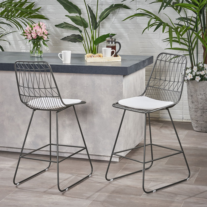 Yearning - Iron Counter Stool With Water Resistant Cushion - R&R Furniture Gallery (Fountain Valley, CA)