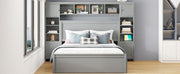 DreamHaus cabinet bed with integrated shelf, sockets, and twin long trundle, featuring a sleek design and functional storage.