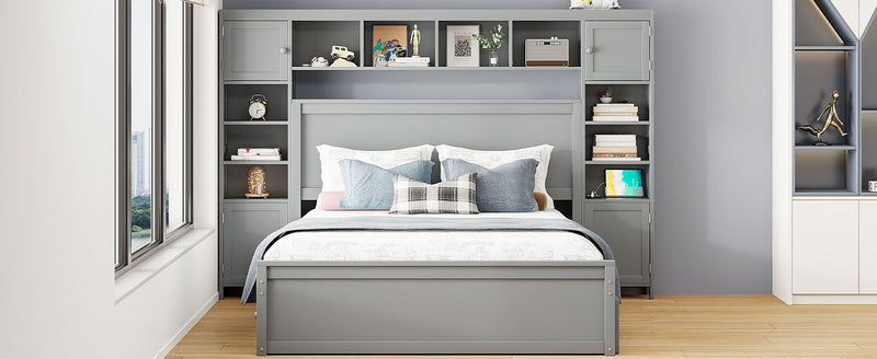 DreamHaus cabinet bed with integrated shelf, sockets, and twin long trundle, featuring a sleek design and functional storage.