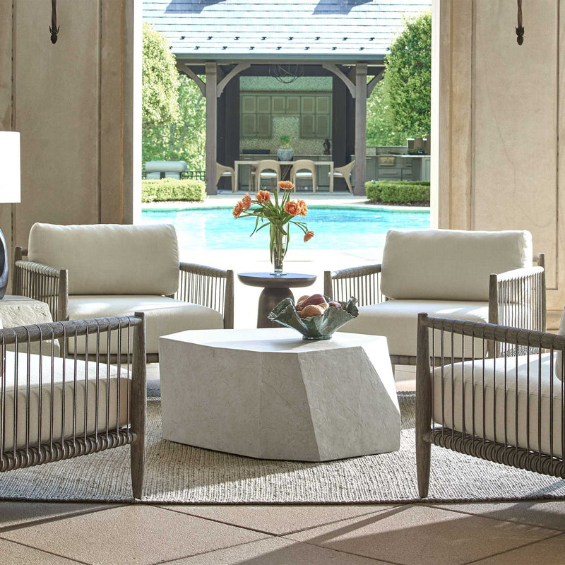 Uttermost Parra outdoor coffee table with a sleek, modern design featuring a durable surface and stylish metal legs.