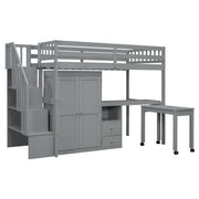 Loft Bed With Stairs, Bookshelf, Drawers, Desk & Wardrobe, Space Saving Multifunctional Furniture - R&R Furniture Gallery (Fountain Valley, CA)