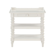 Aria - Nightstand With Styling, 2 Shelves, Pull Out Tray, Spool Turned Legs - Antique White - R&R Furniture Gallery (Fountain Valley, CA)
