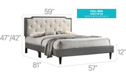 Two-tone upholstered bed from Glory Furniture, showcasing a stylish, modern bed frame with plush fabric and clean lines.