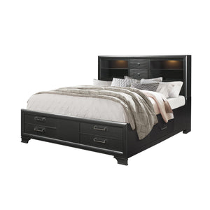 Civic - King Storage Bed With Bookcase Headboard And Built In Lighting - Gray