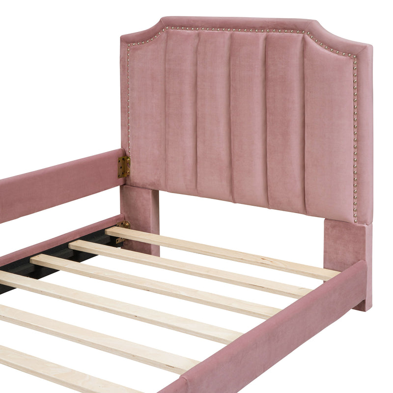Upholstered Daybed With Classic Stripe Shaped Headboard - R&R Furniture Gallery (Fountain Valley, CA)