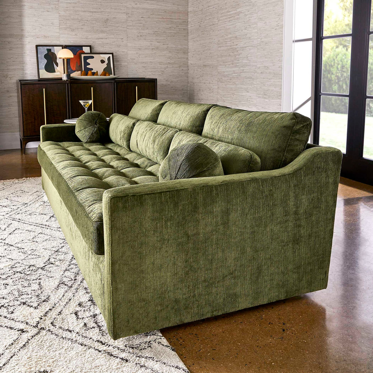 Slope Sofa - Sofa - Martini Olive Antique Velvet