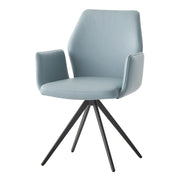 Segismunda - Arm Chair With Swivel - Light Blue Leather & Black - R&R Furniture Gallery (Fountain Valley, CA)