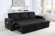 Toby - Woven Fabric Reversible Sleeper Sectional Sofa With Storage Chaise Cup Holder Charging Ports And Pockets - R&R Furniture Gallery (Fountain Valley, CA)