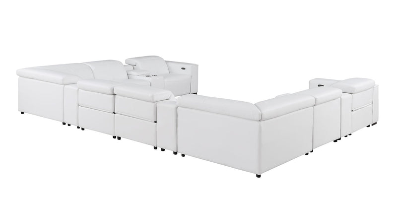 1208 - 12 Piece U Shaped Leather Sectional With 4 Power Recliners & Power Headrest