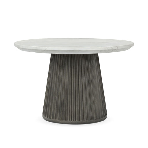 Caspia - 47" Outdoor Round Dining Table - Snowdrift White / Black - R&R Furniture Gallery (Fountain Valley, CA)