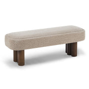 Indoor upholstered dining bench by Noble House, featuring a cushioned seat and wooden legs for comfortable dining room seating.