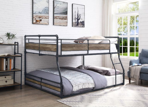 Cordelia - Full/Queen Bunk Bed - Antique Oak, Sandy Black & Dark Bronze Hand-Brushed - R&R Furniture Gallery (Fountain Valley, CA)