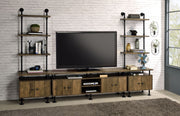 Ensata II - TV Stand Side Pier - Rustic Oak & Black - R&R Furniture Gallery (Fountain Valley, CA)