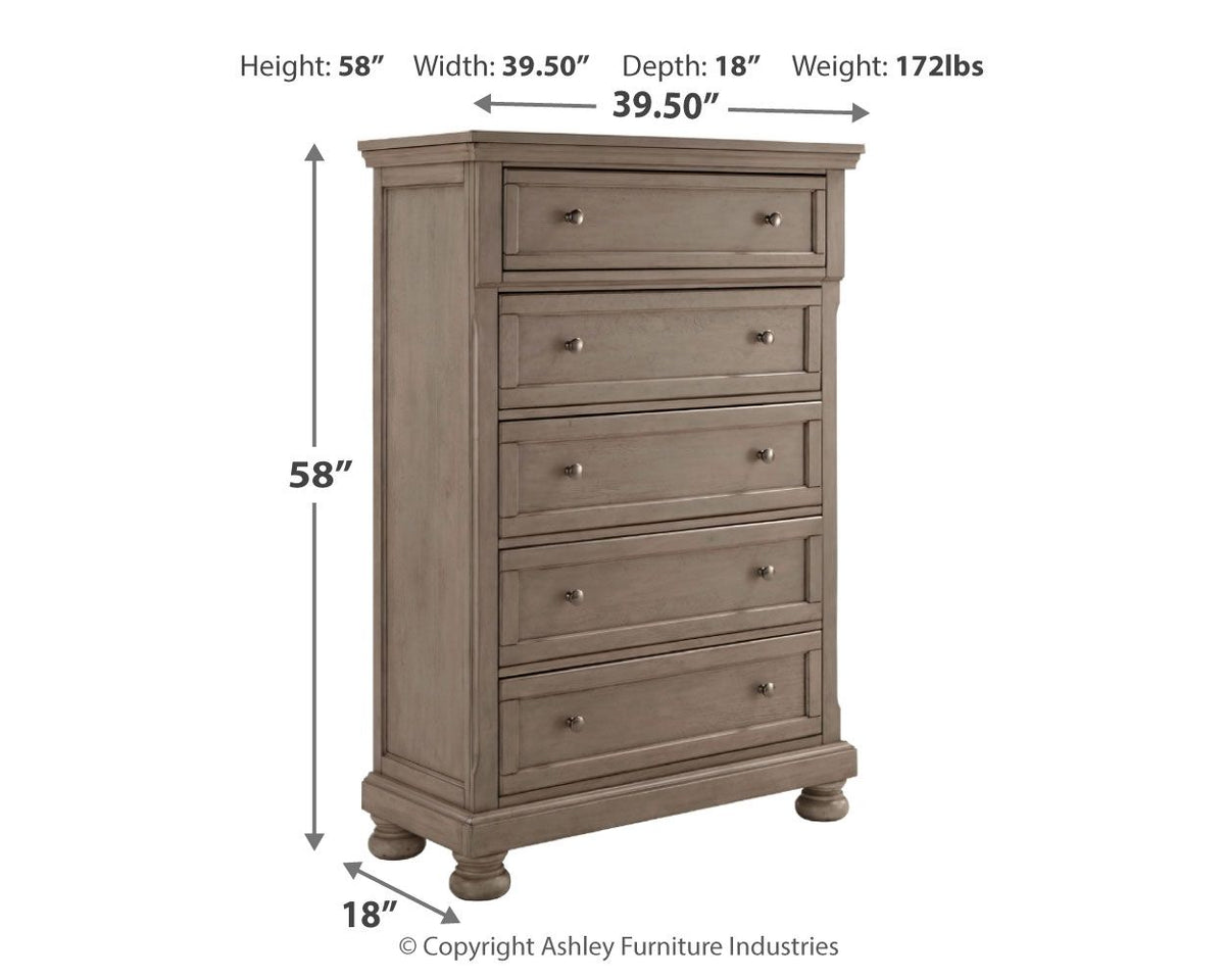 Lettner - Five Drawer Chest - 2-handles - Light Gray - R&R Furniture Gallery (Fountain Valley, CA)