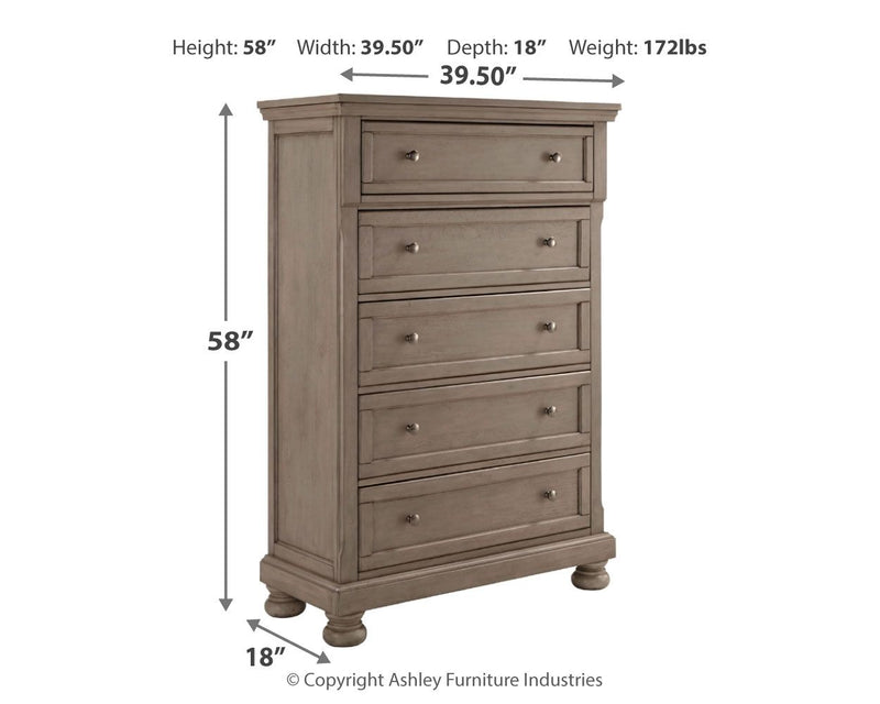 Lettner - Five Drawer Chest - 2-handles - Light Gray - R&R Furniture Gallery (Fountain Valley, CA)